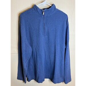 Van Heusen 1/4 Zip Men's XL Blue Long Sleeve Pull Over India Cotton Polyester